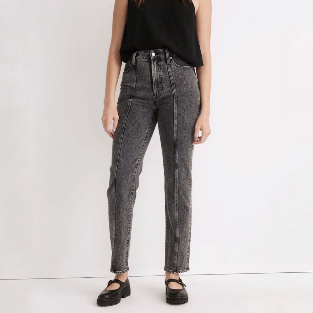 Madewell The Perfect Vintage Straight Jean in Meaford Wash Black Seamed size 27